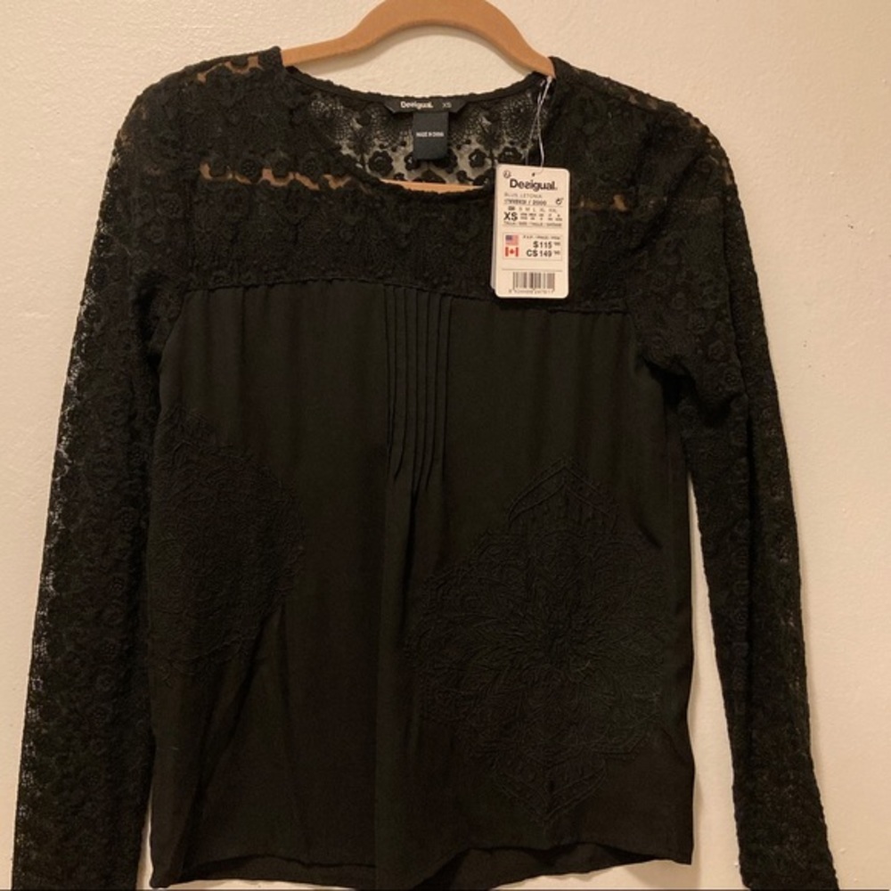 NWT Desigual XS Black Lace Blouse - Picture 11 of 12
